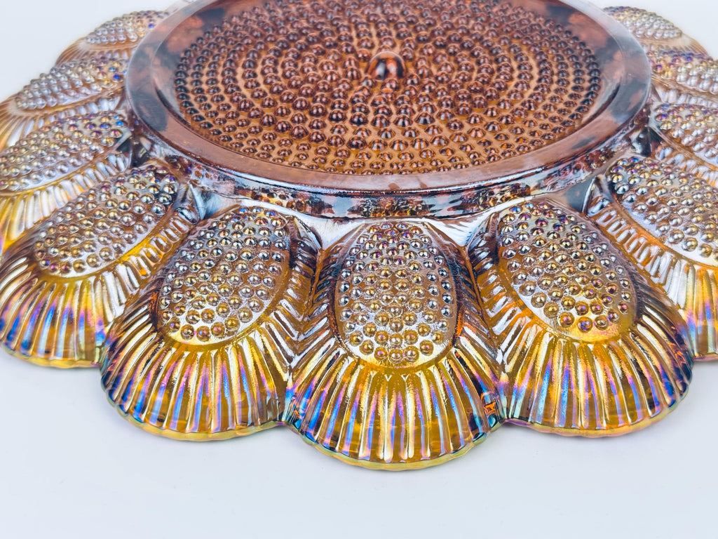 Product image for 'vintage carnival glass devilled egg plate scalloped edge hobnail bottom' (view 8f14aa)