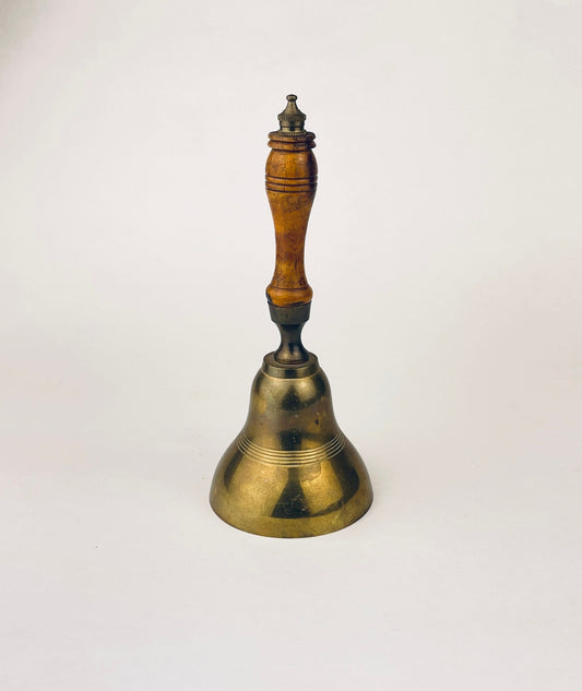 Product image for 'vintage brass wood school bell attractive aged metal patina made in india' (view d5d587)