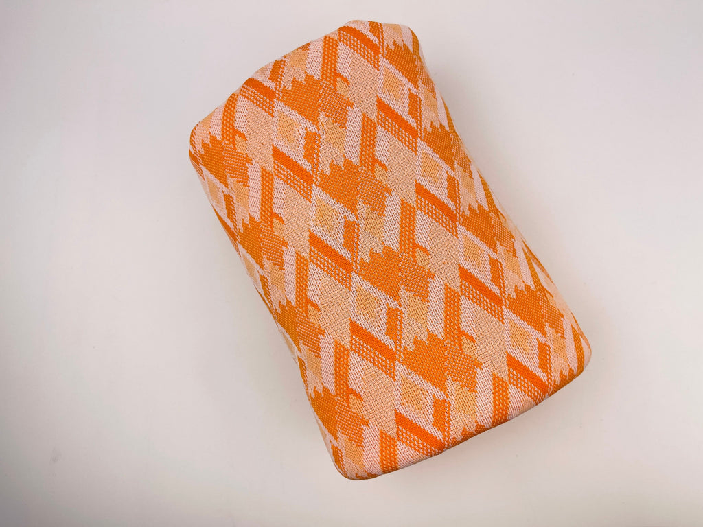 Product image for 'vintage orange white diamond polyester stretch fabric 45 x 62' (view ebde13)