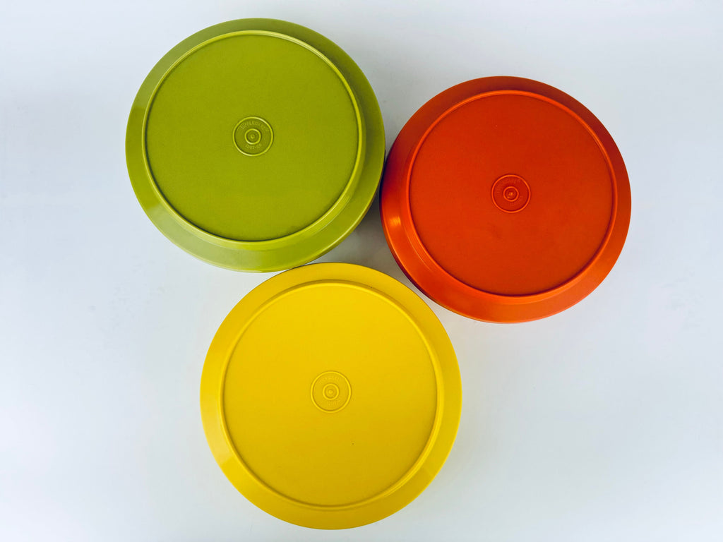 Product image for 'vintage plastic tupperware container set harvest orange yellow avocado green made in canada sold separately' (view f9b3d4)