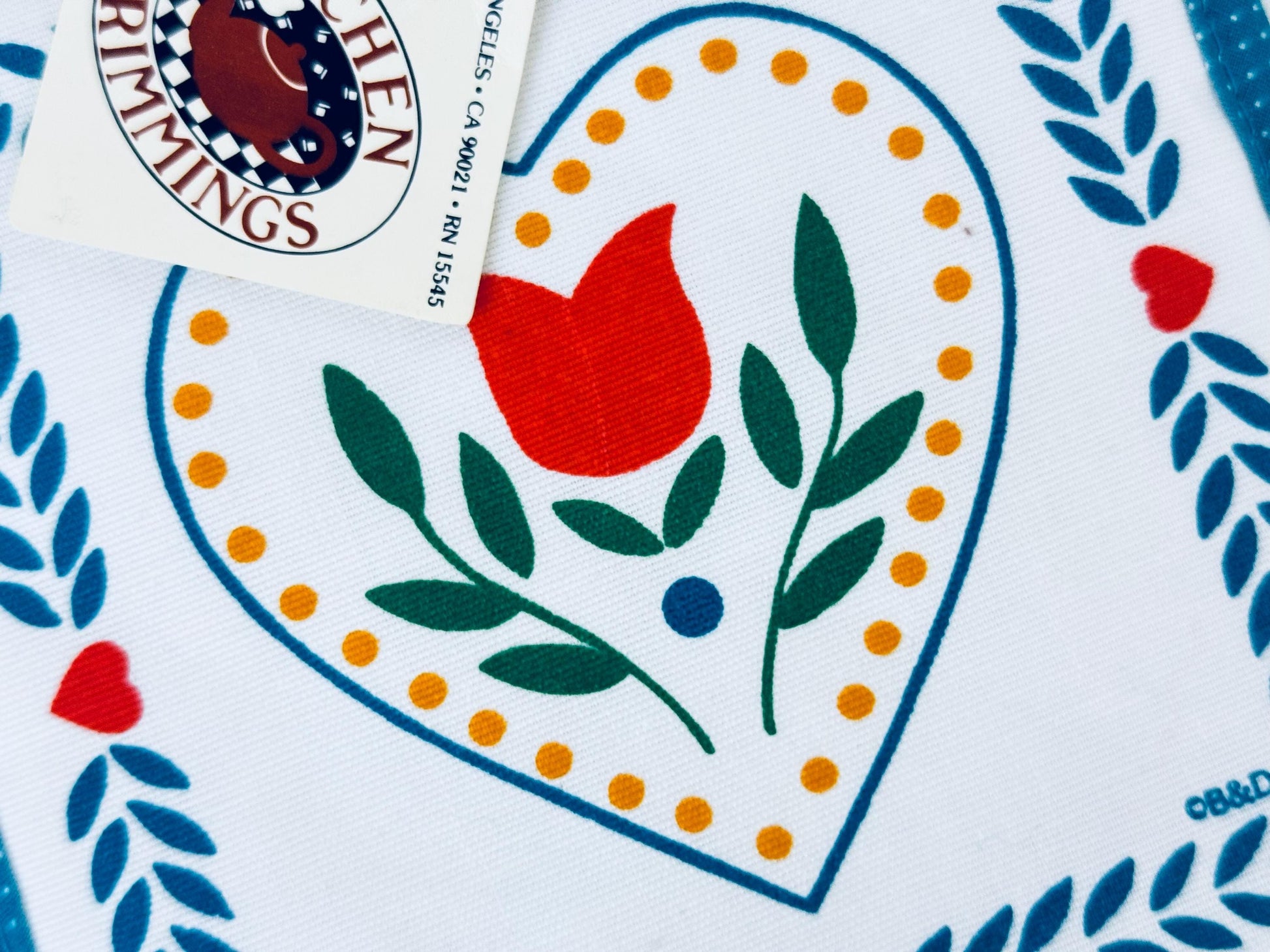 Product image for 'vintage floral heart pot holder oven mitt trivet blue polka dots new old stock sold separately' (view e61398)
