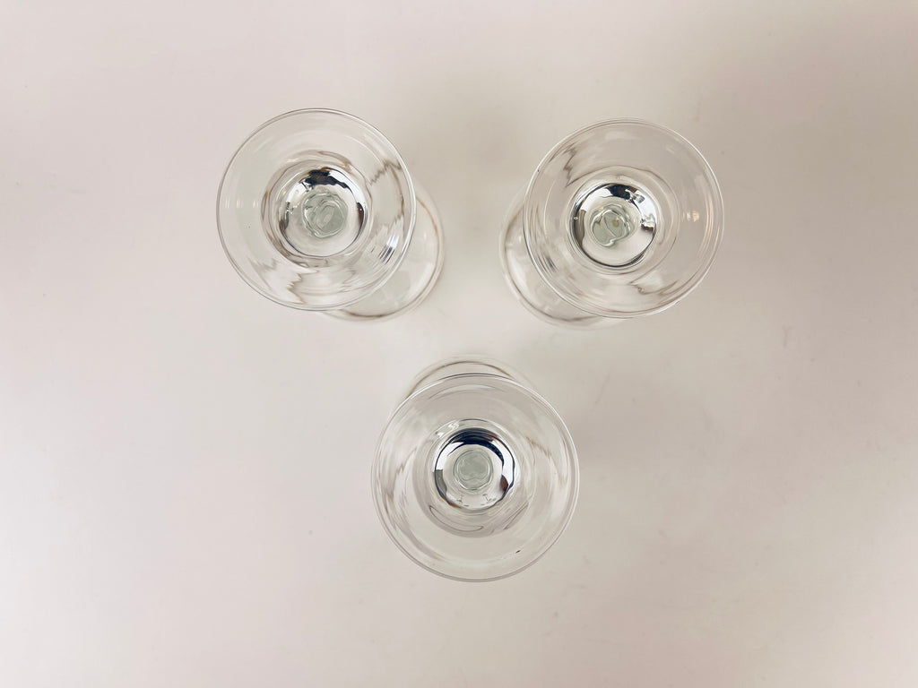 Product image for 'vintage gold rimmed white matte pinwheel pattern mini goblets set of three 3 barware gift' (view 6a4a92)