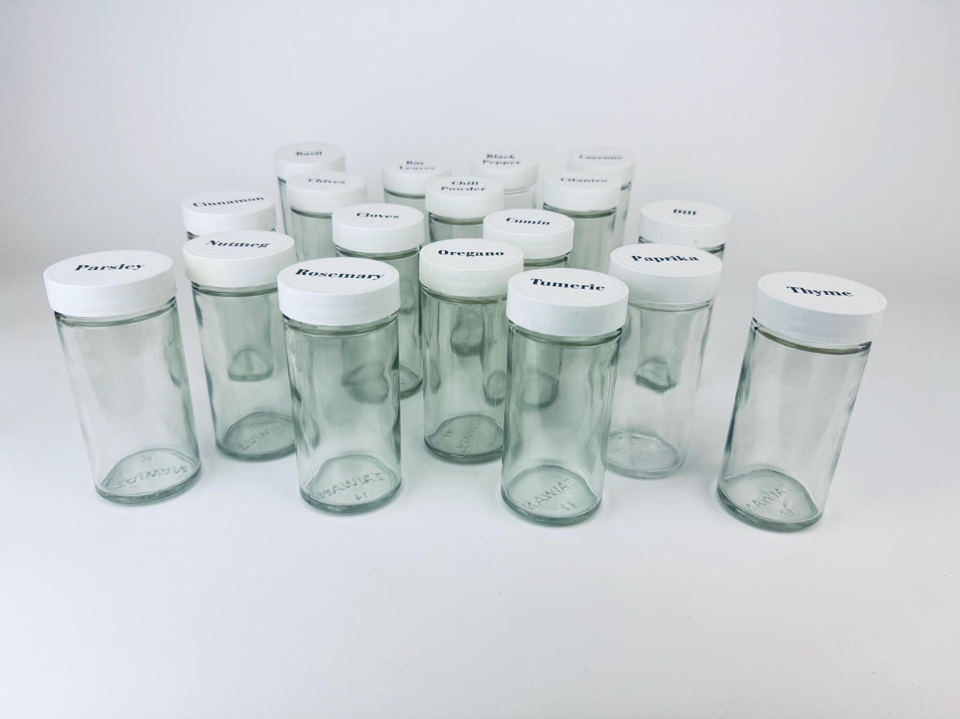 Product image for 'vintage white plastic copco modular wall spice rack designed by lubge randel set of eighteen 18' (view 0b1d42)