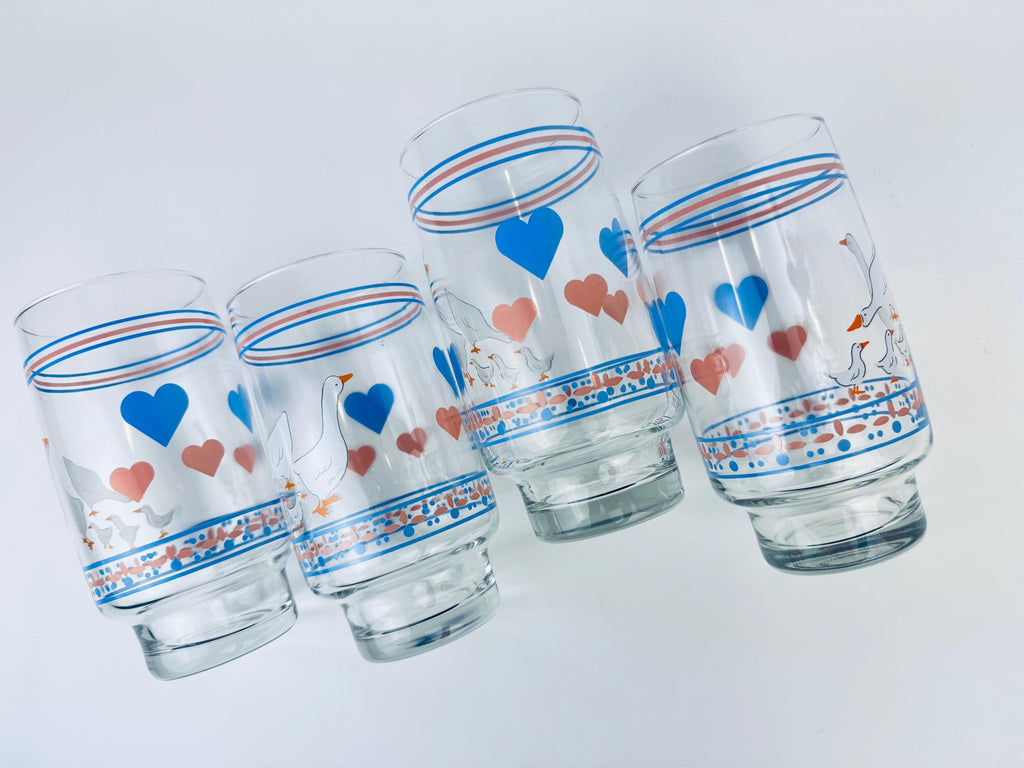 Product image for 'vintage arcopal hearts n geese glasses set of 4 french country charm' (view 40ab54)