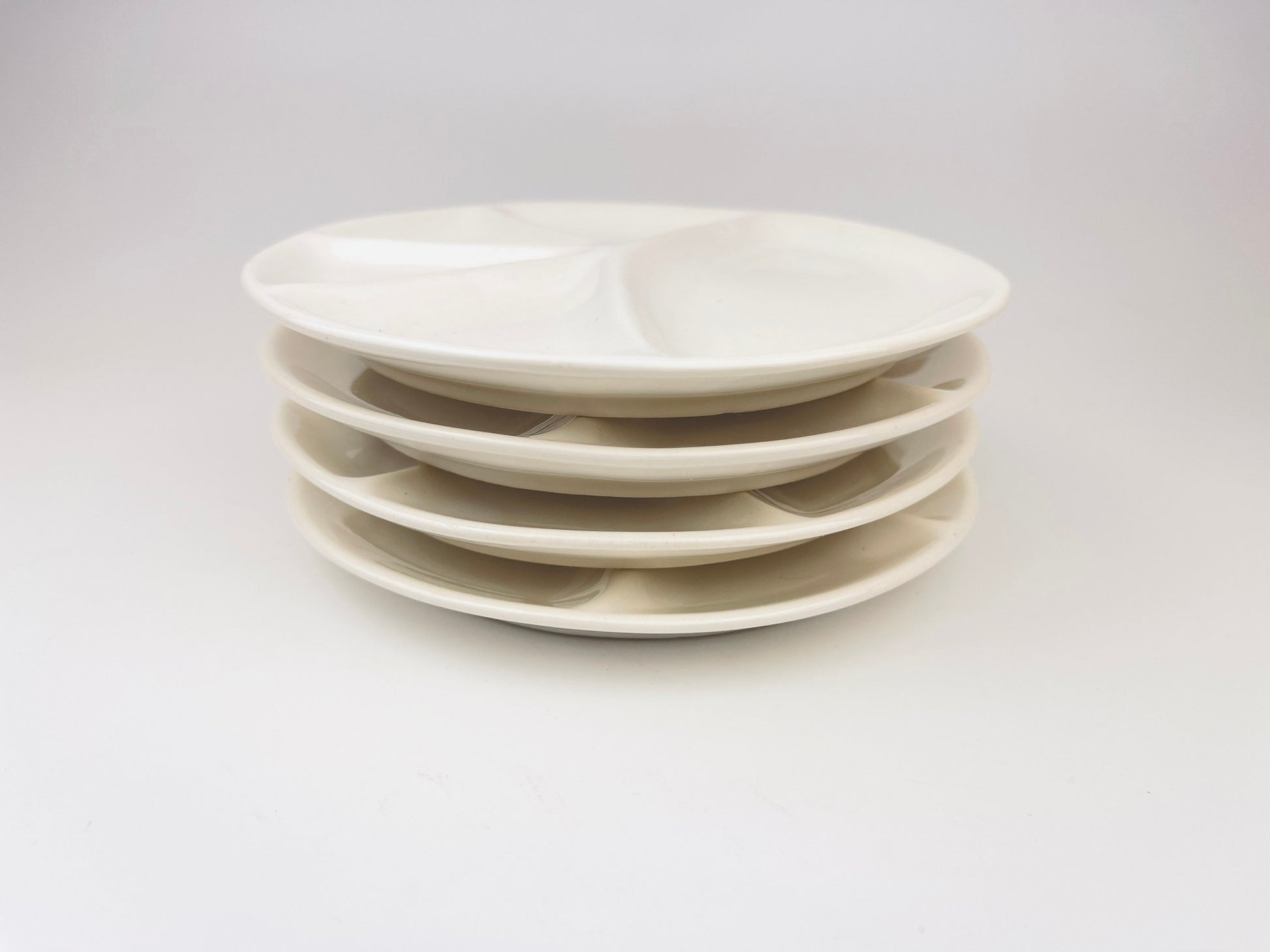 Product image for 'vintage 1970s white glazed ceramic fondue sushi plates set of 4' (view 78aa0e)