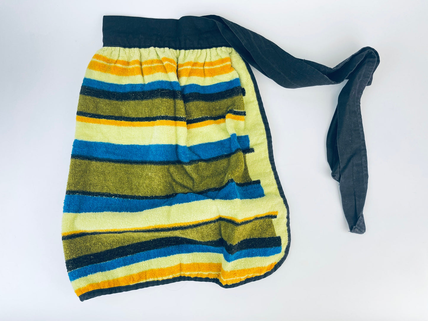 Product image for 'vintage striped green terry cloth towel waist apron black ties' (view 0f0773)