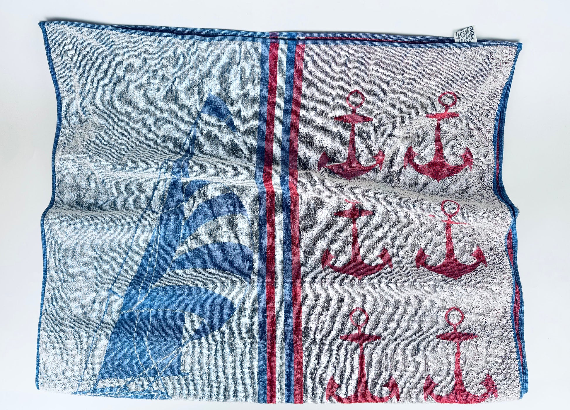 Product image for 'vintage nautical sail boat anchor beach shower towel elegance 100 cotton made in poland' (view 3431d4)