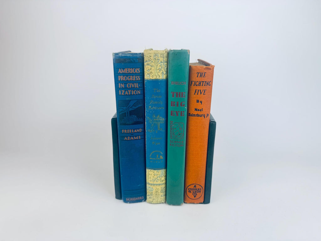 Product image for 'vintage forest green gold detail book ends set of two 2' (view ca4884)
