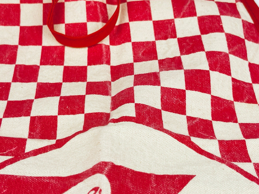 Product image for 'vintage red checkered christie cookies linen full apron red strings' (view 960aa5)
