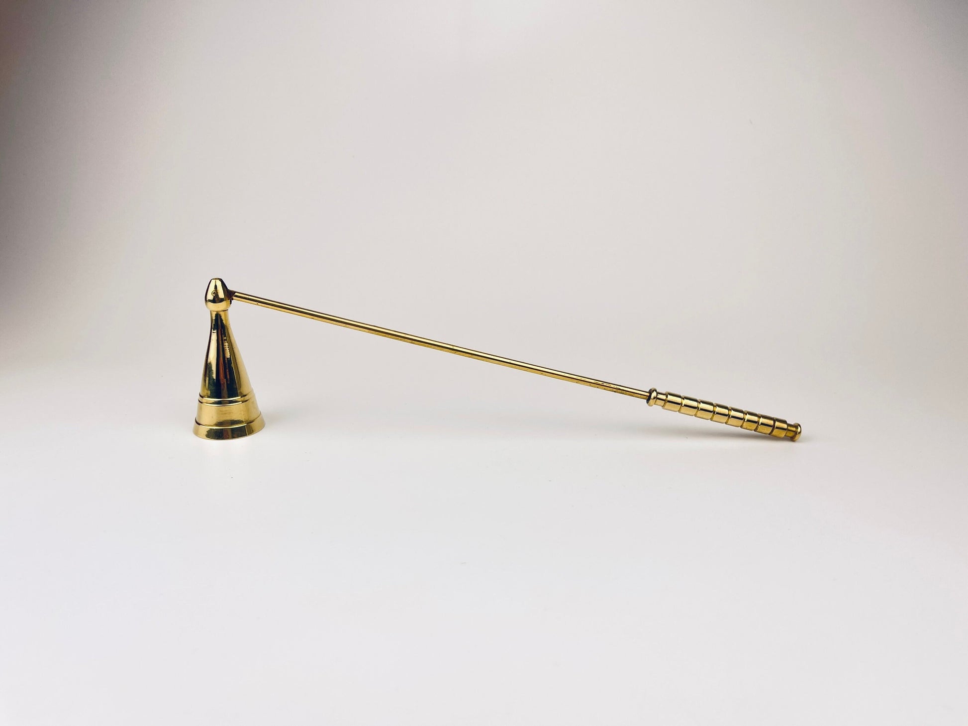 Product image for 'vintage brass candle snuffer doubter striped dome new old stock nos' (view 4d2589)