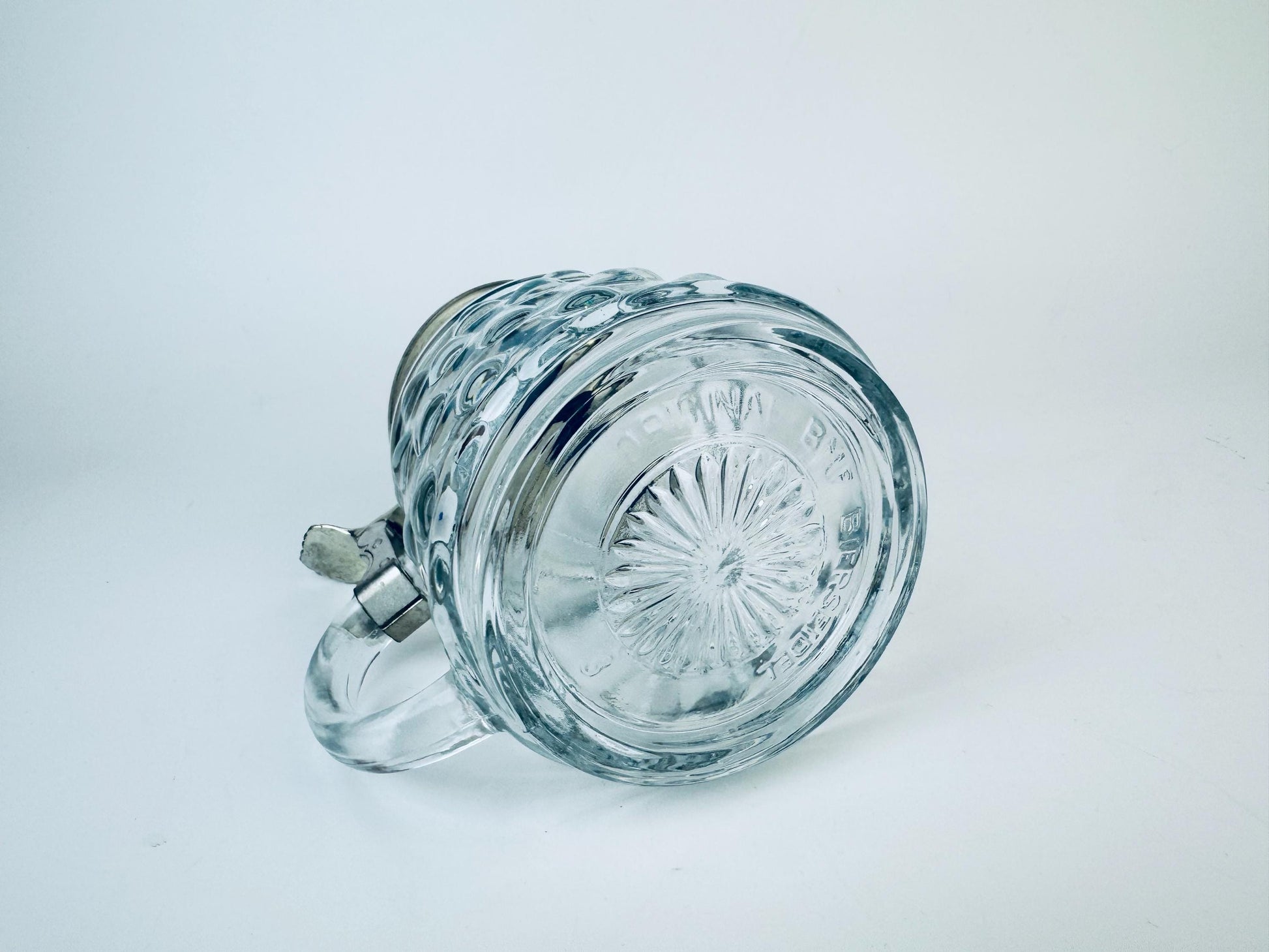 Product image for 'vintage hobnail glass silver lidded beer stein made in western germany' (view 8ce423)