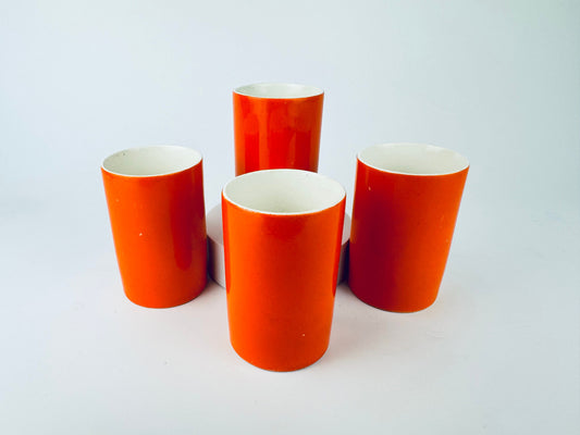 Product image for 'vintage holt howard 1962 hand painted bright orange ceramic cup made in japan set of four 4' (view 701802)