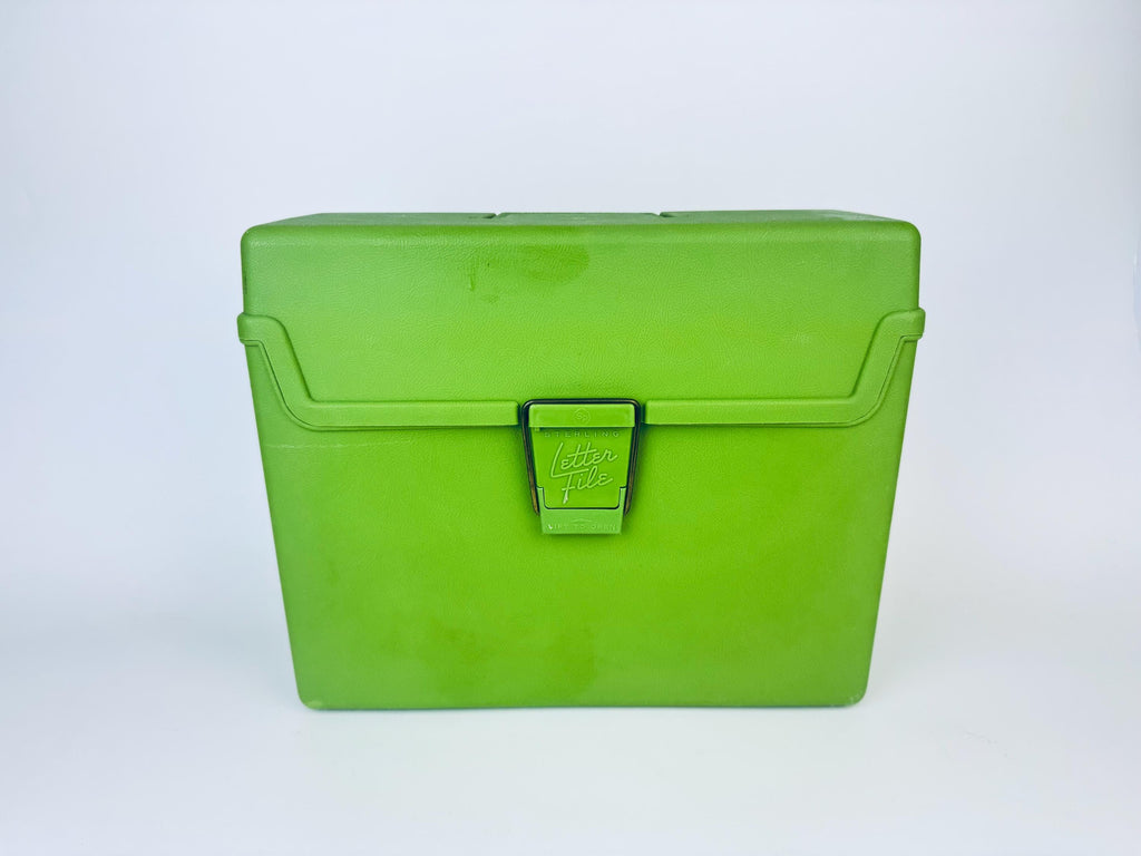 Product image for 'vintage sterling avocado green plastic letter file organizer' (view d26232)