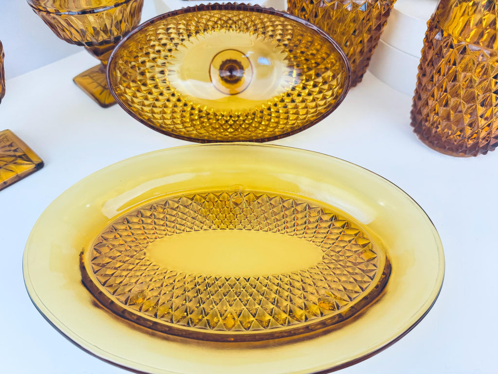 Product image for 'vintage diamond point amber glassware indiana glass company sold separately' (view 8d5f5b)