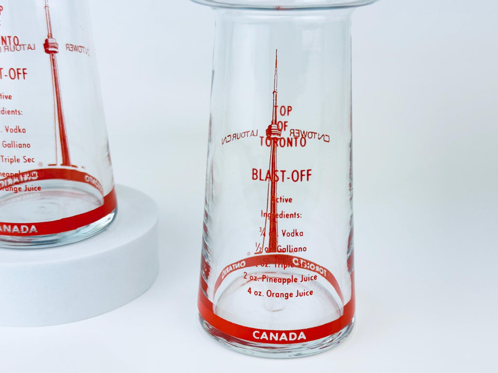 Product image for 'vintage cn tower toronto ontario canada souvenir glassware top of toronto blast off recipe barware dominion glassware made in canada' (view 6edc29)