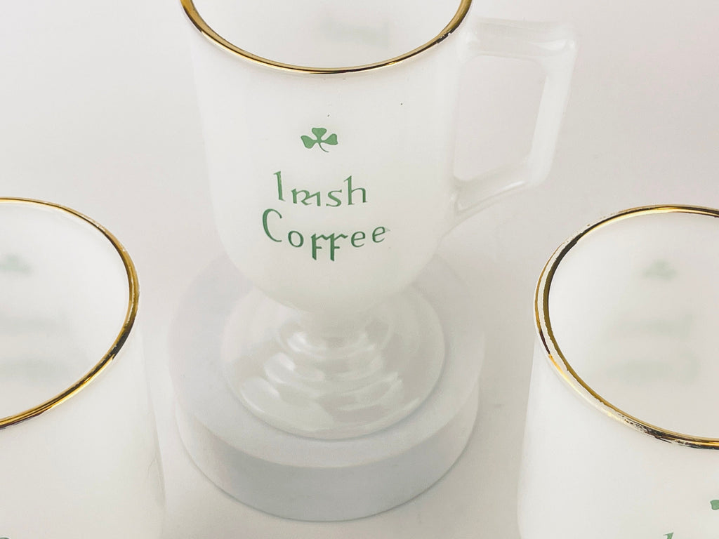 Product image for 'vintage milk glass irish coffee pedestal mugs set of three 3' (view f3e028)