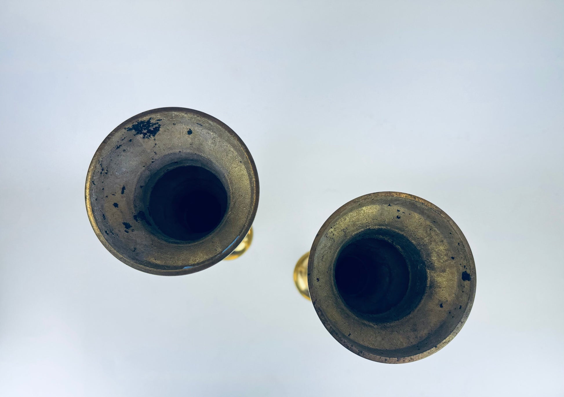 Product image for 'vintage tall 14 solid cast brass tapered curvy candle stick holders set of two 2' (view fab610)