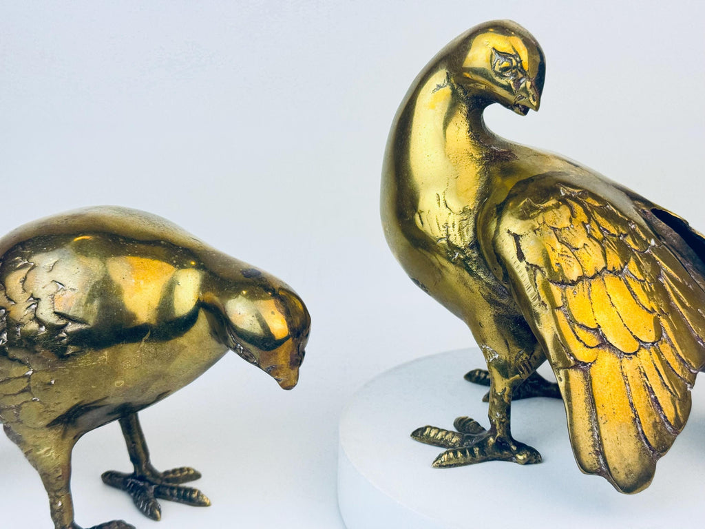 Product image for 'vintage solid brass figurine birds sculpture set of two 2' (view 3d6564)