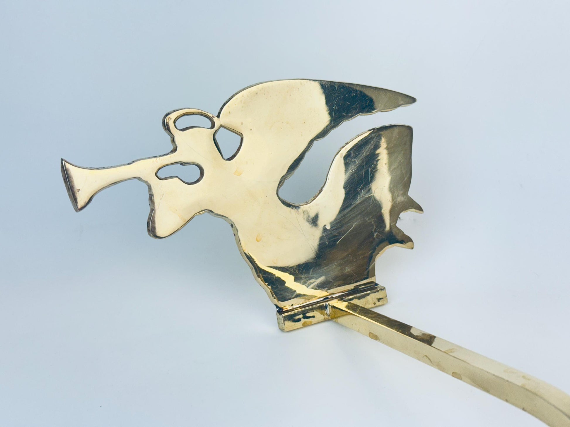 Product image for 'vintage solid brass angel stocking hanger attractive aged metal patina' (view 7a7561)