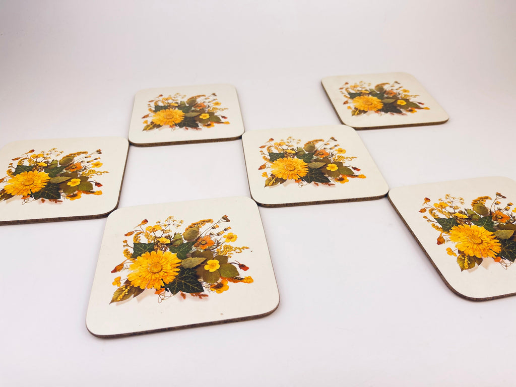 Product image for 'vintage clover leaf floral coasters set of 6 made in uk sears exclusive' (view 32e2ed)