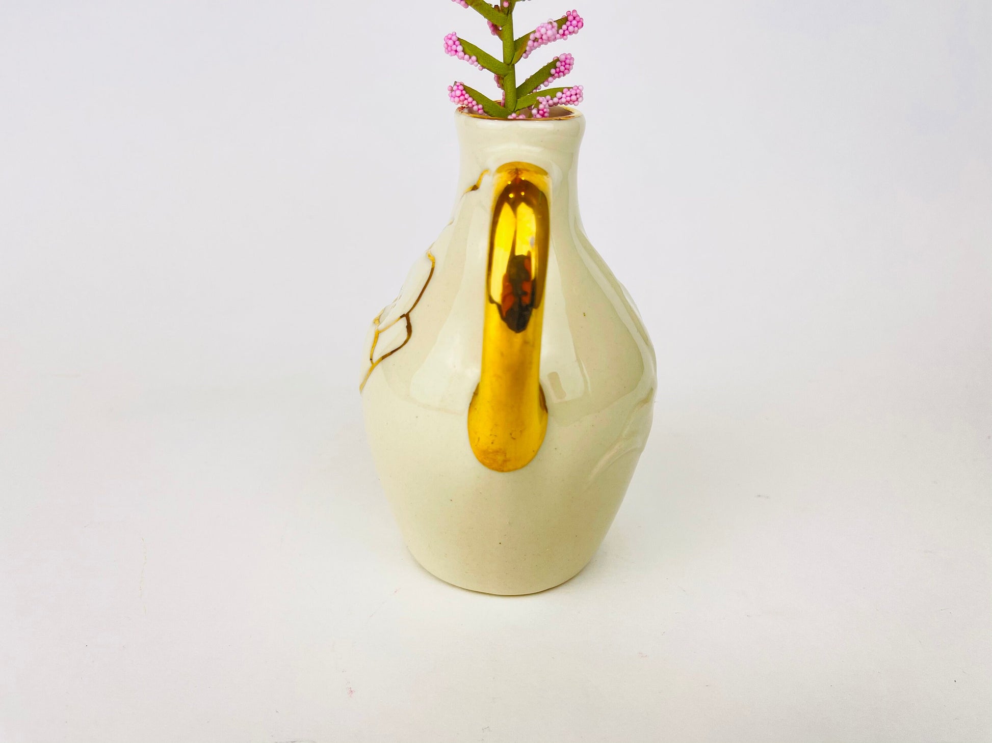 Product image for 'vintage beige gold floral ceramic vase jug' (view 5a1f3b)