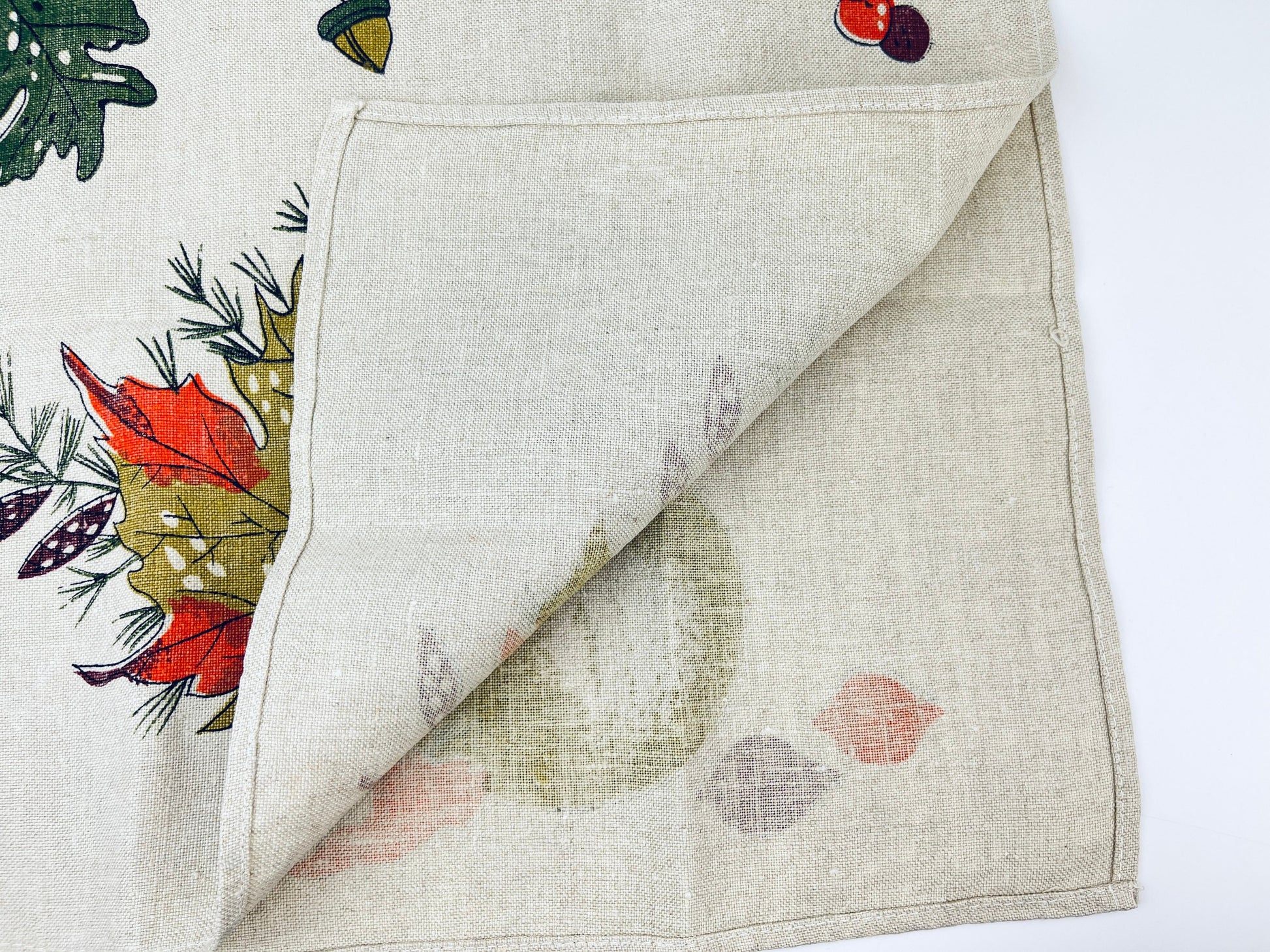 Product image for 'vintage 1950s autumn harvest linen tea towel fruits vegetables design' (view a66bd1)