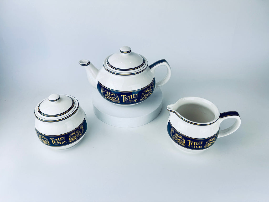 Product image for 'vintage tetley teas kettle teapot set since 1837 made by kilncraft in england promotional tea gift item' (view 856c6b)