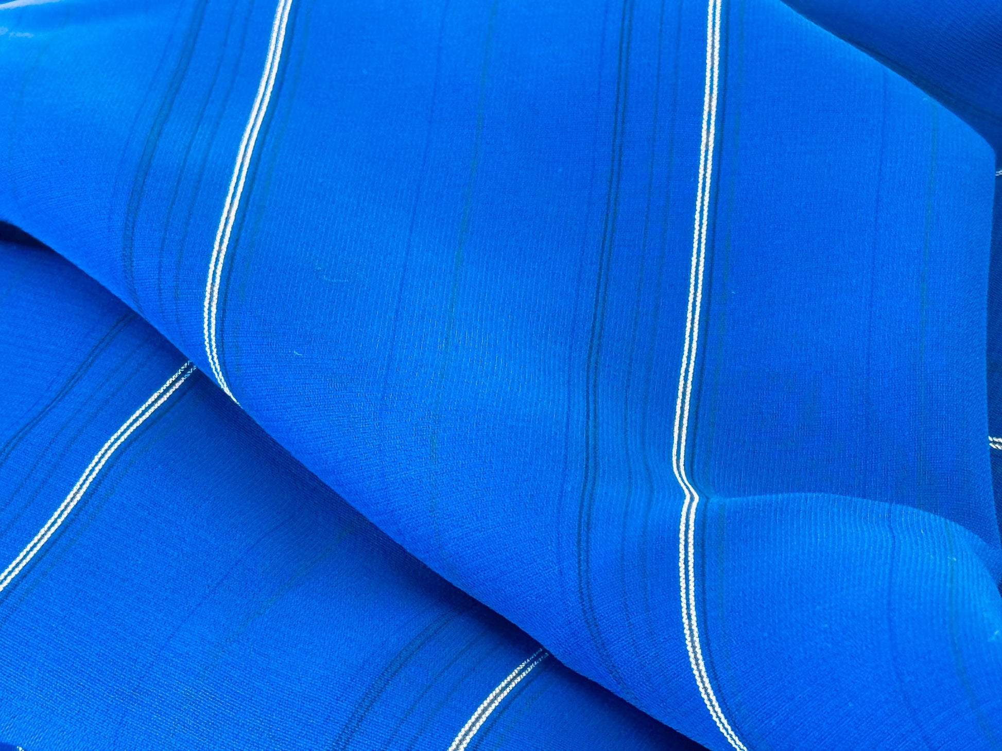 Product image for 'vintage blue white smooth polyester fabric 44 x 124' (view f91ac4)