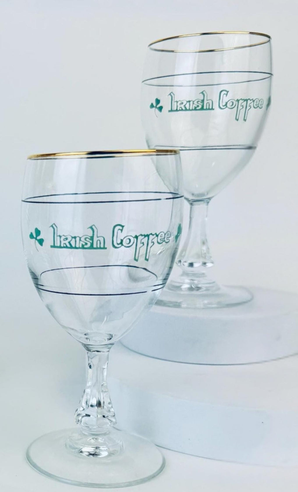 Product image for 'vintage irish coffee gold rimmed pedestal glasses goblets sets sold separately' (view ea4652)