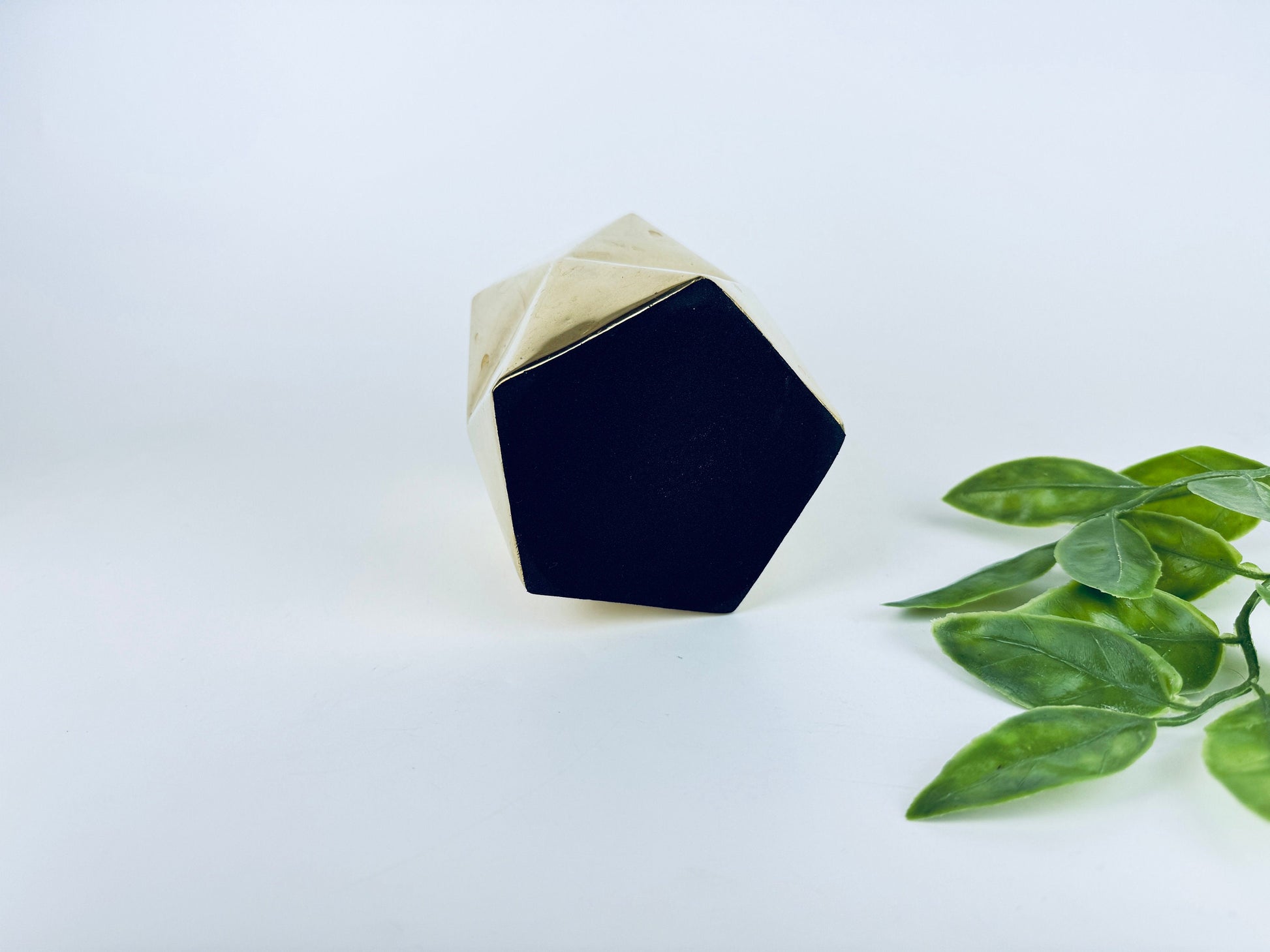 Product image for 'vintage solid brass geometric triangle shape vase attractive aged metal patina' (view 71956a)