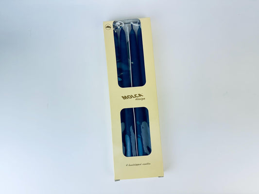 Product image for 'vintage molca design 12 hand dipped tapered blue candles set of four 4 made in the netherlands new old stock nos' (view 4779b8)