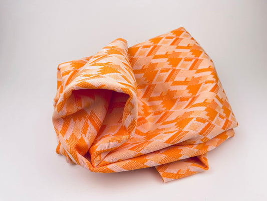 Product image for 'vintage orange white diamond polyester stretch fabric 45 x 62' (view d211a0)