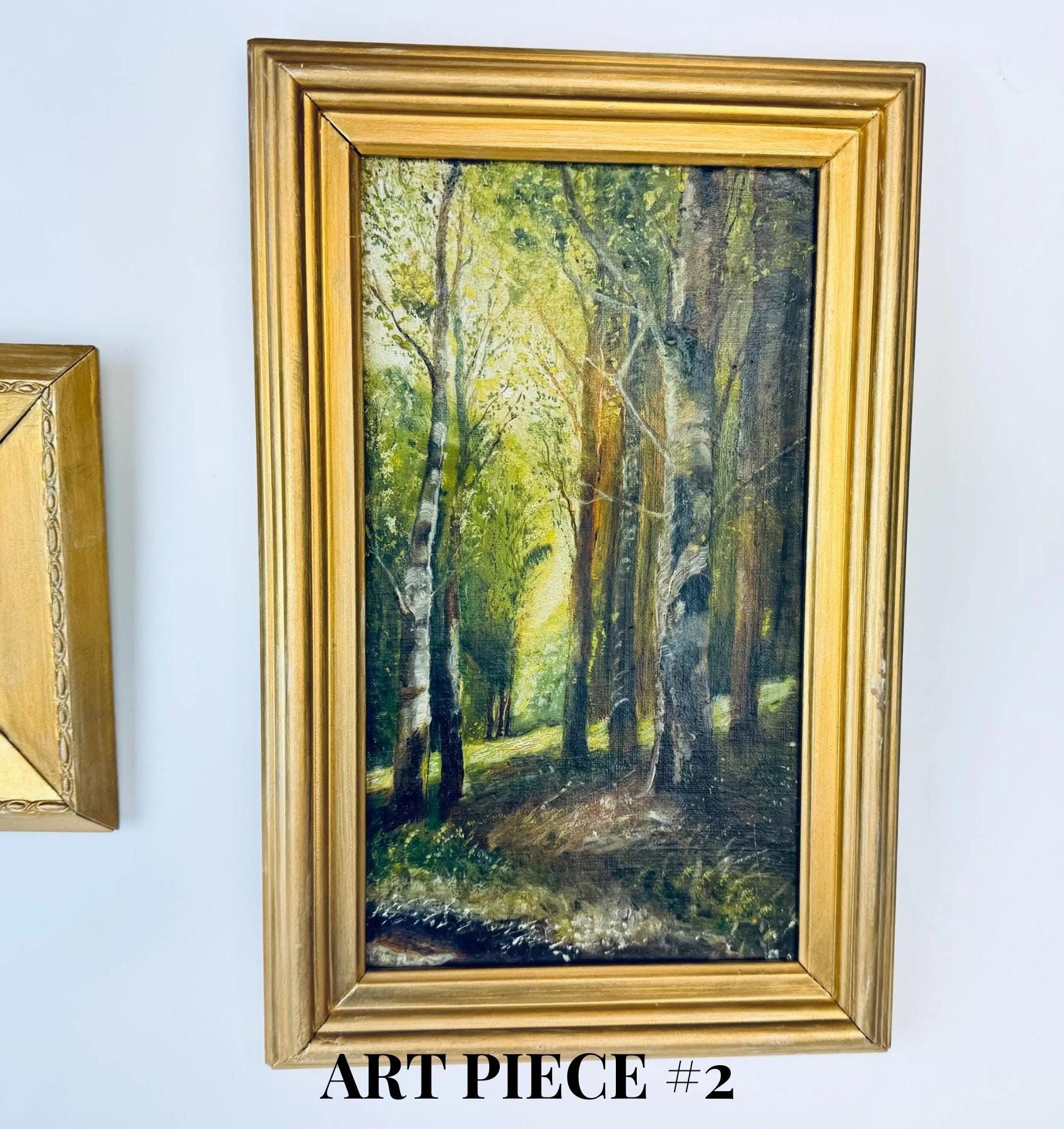 Product image for 'vintage ornate gold painted wooden wall mounted landscape art sold separately' (view 917910)