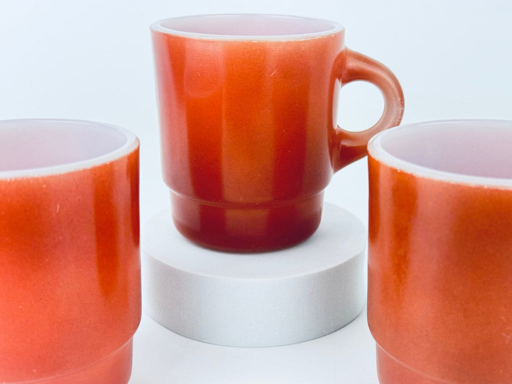Product image for 'vintage anchor hocking fire king reddish brown stackable glass mug made in usa set of three 3' (view 559e08)