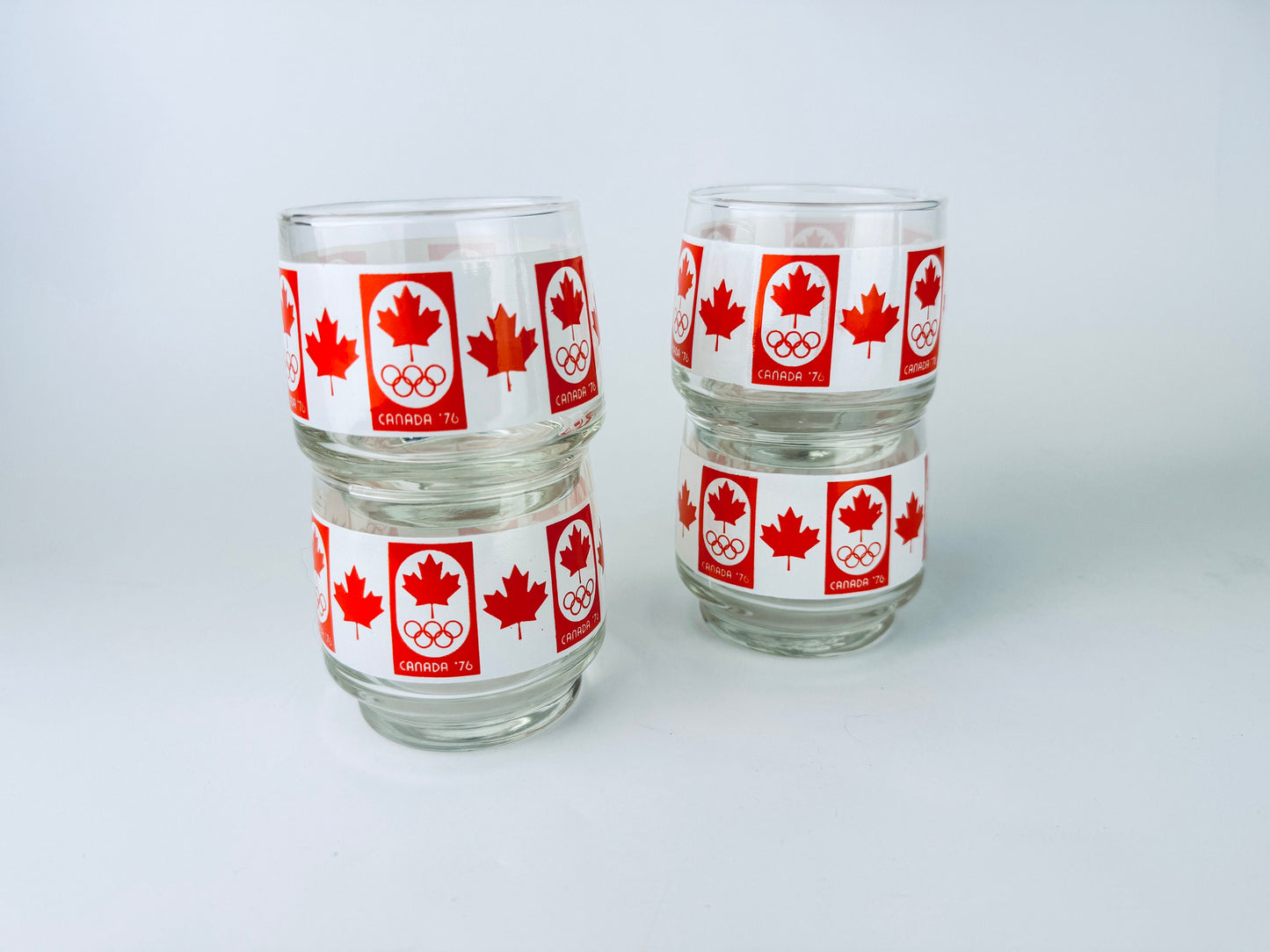 Product image for 'vintage 1976 canada olympics lowball rock glasses set of four 4 barware gift vintage canadiana' (view f1b22a)