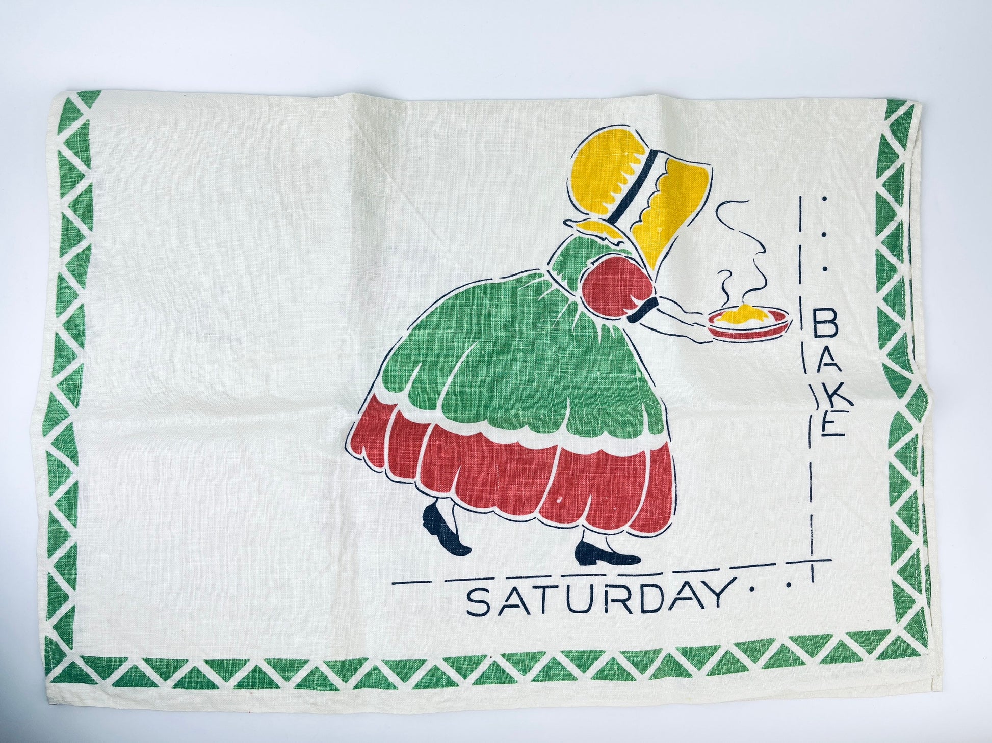 Product image for 'vintage saturday chore baking linen tea towel statement towel' (view 6b9570)