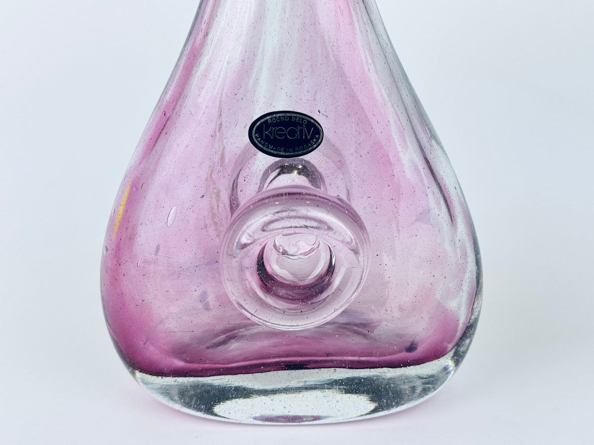 Product image for 'vintage kreativ rocno delo pink bubble crystal vase handmade in rogaska' (view bca212)