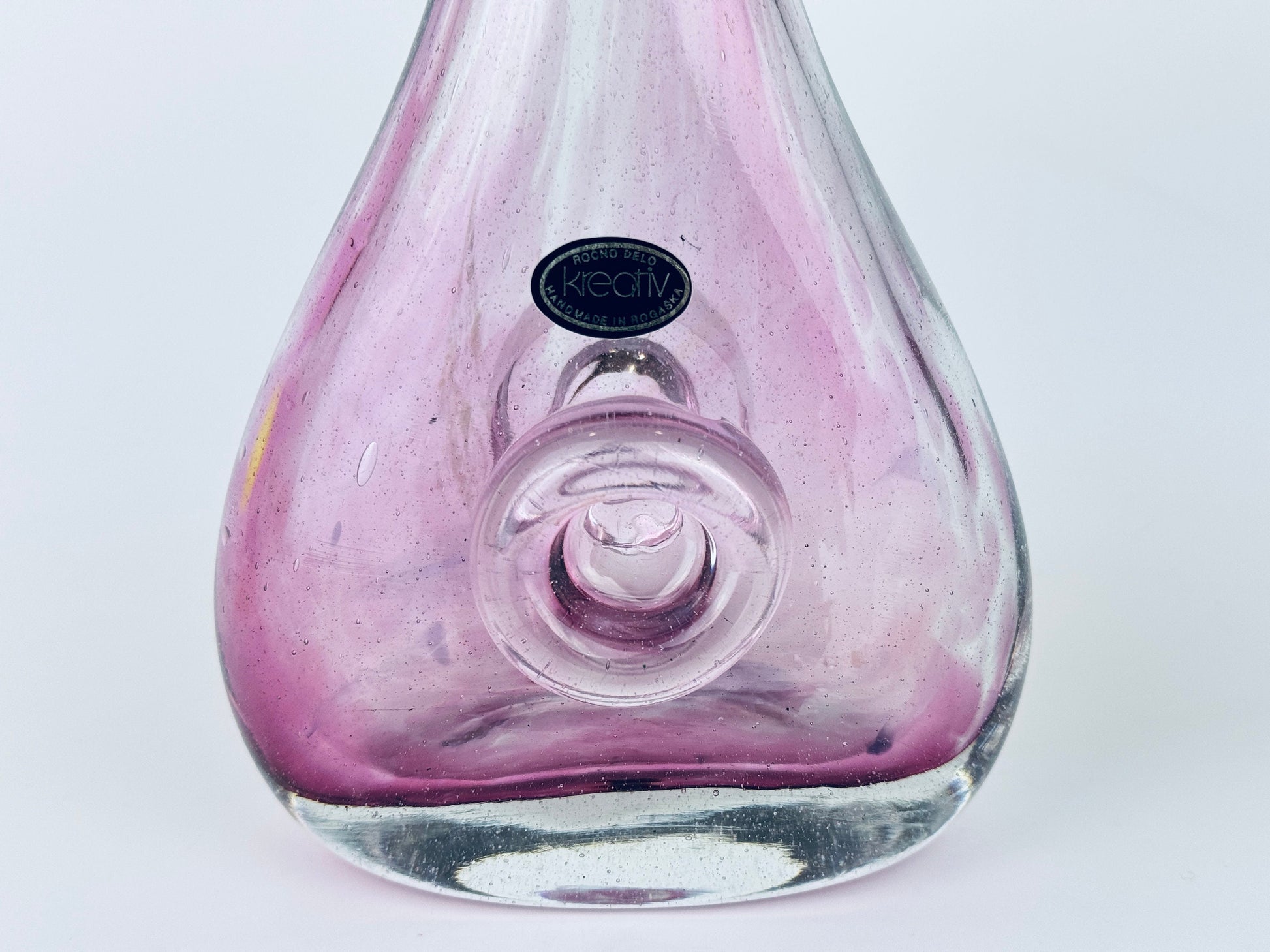 Product image for 'vintage kreativ rocno delo pink bubble crystal vase handmade in rogaska' (view bca212)