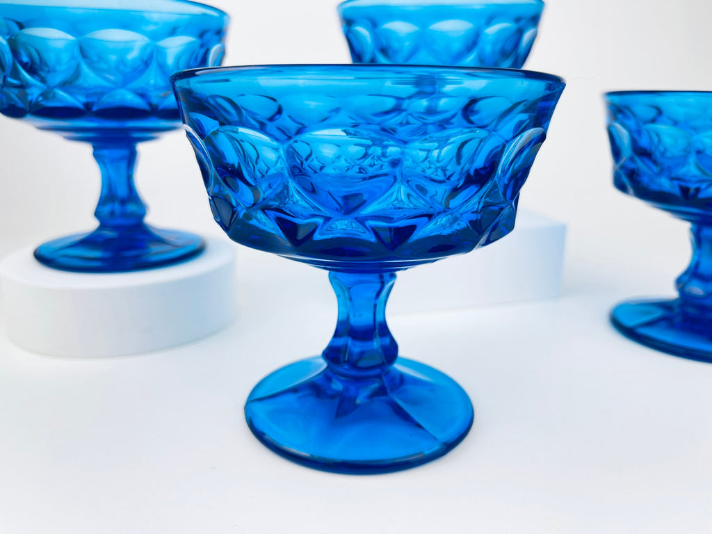 Product image for 'vintage perspective by noritake cobalt blue heavy pressed glass champagne glasses set of four 4 made in japan' (view 6966ce)