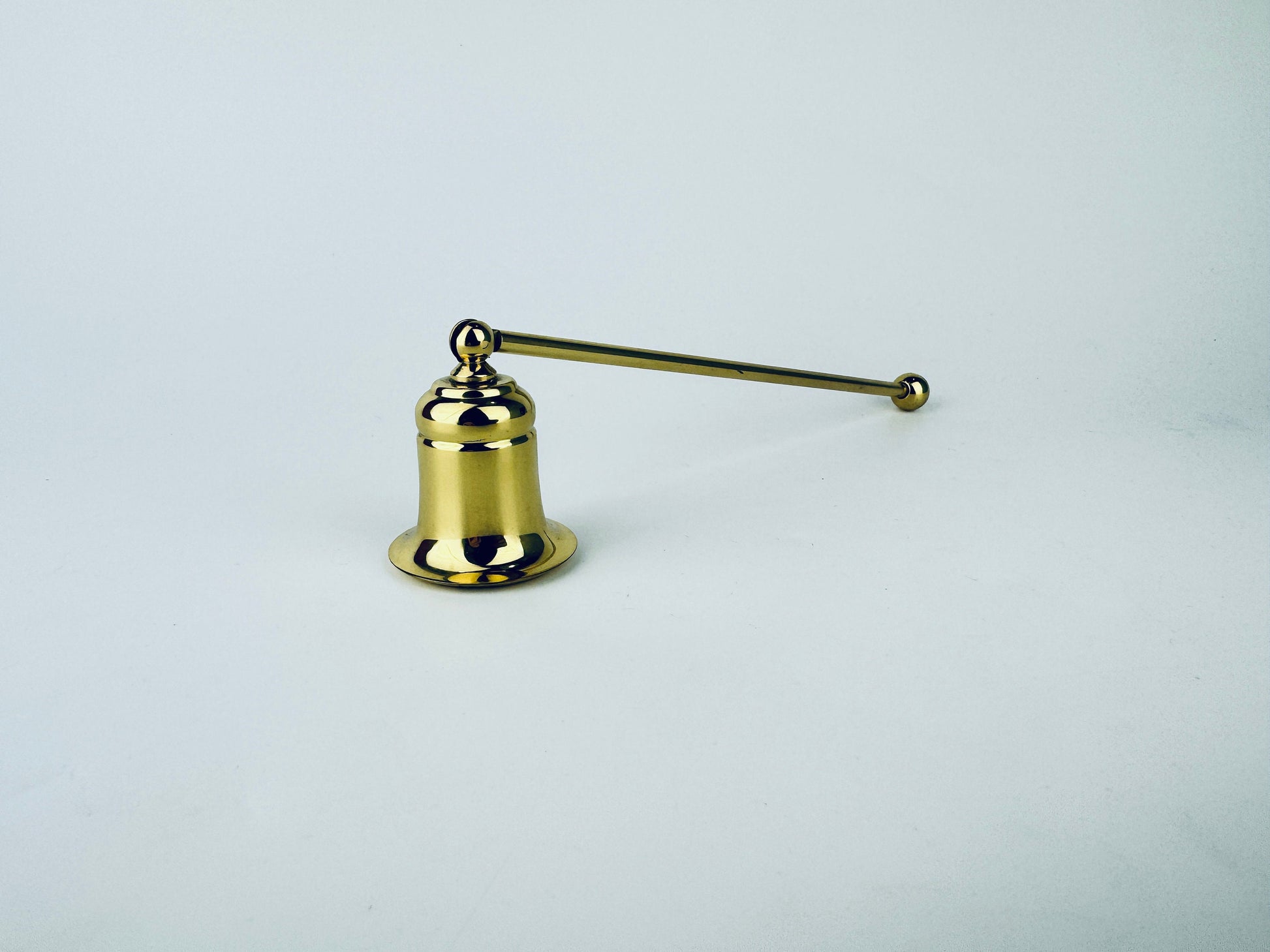 Product image for 'vintage brass candle snuffer douter attractive aged metal patina' (view a80d48)