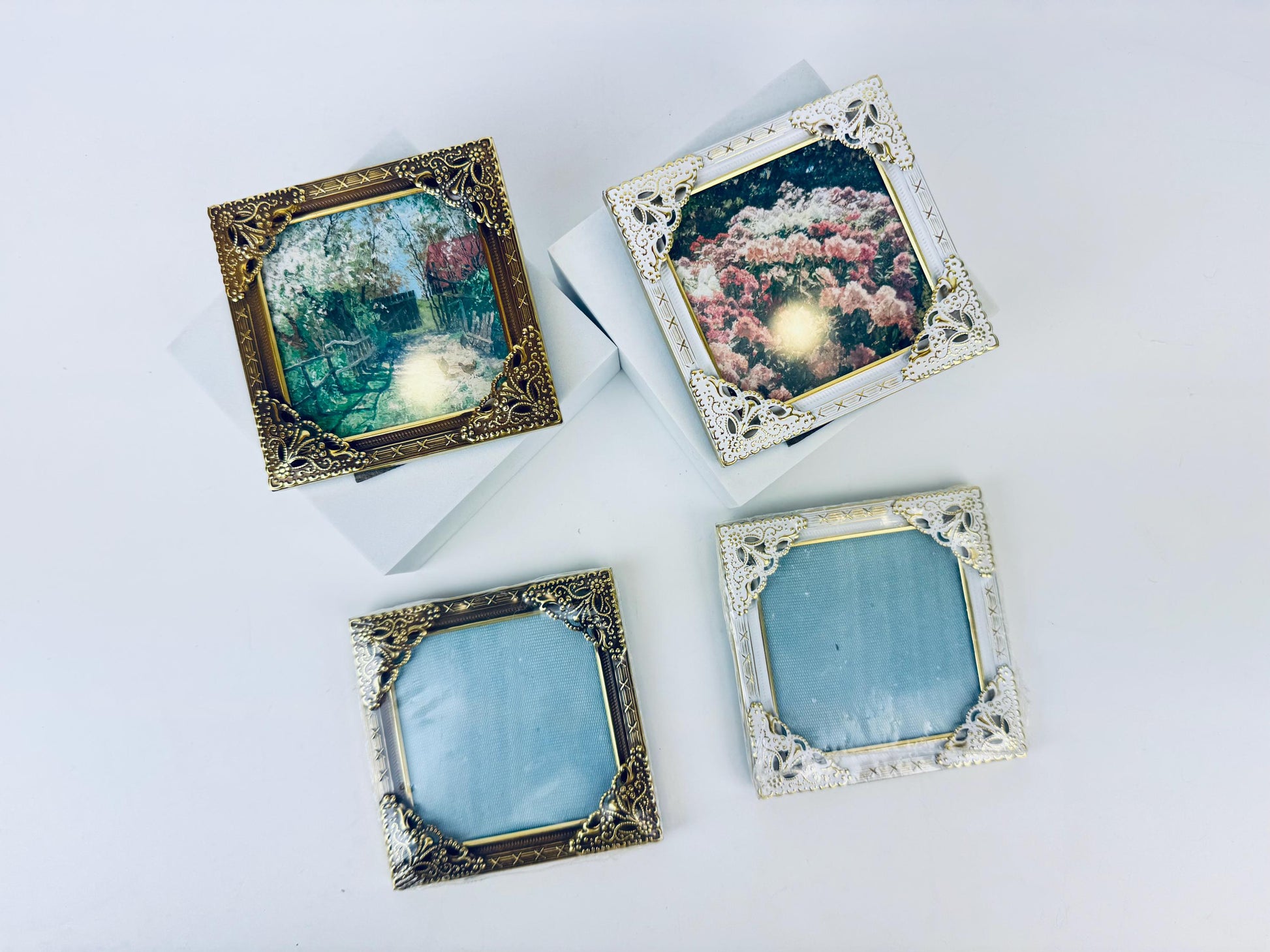 Product image for 'vintage ornate filigree square picture frames 3 x 3 new old stock sold separately' (view 5de610)