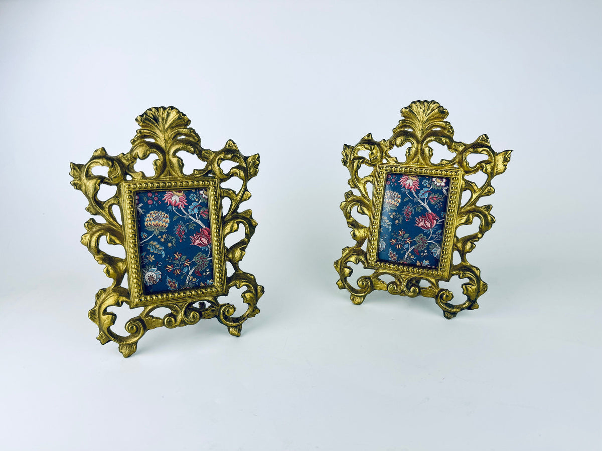 Product image for 'vintage ornate hollywood regency heavy solid brass tabletop frame 2 x 3 attractive aged metal patina sold separately' (view af81cc)