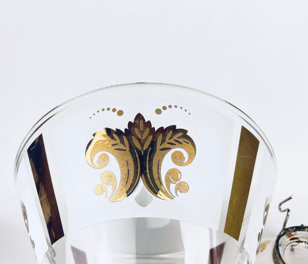 Product image for 'vintage glass chip n dip bowl set gold white fleur de lis pattern' (view 4d6a4a)