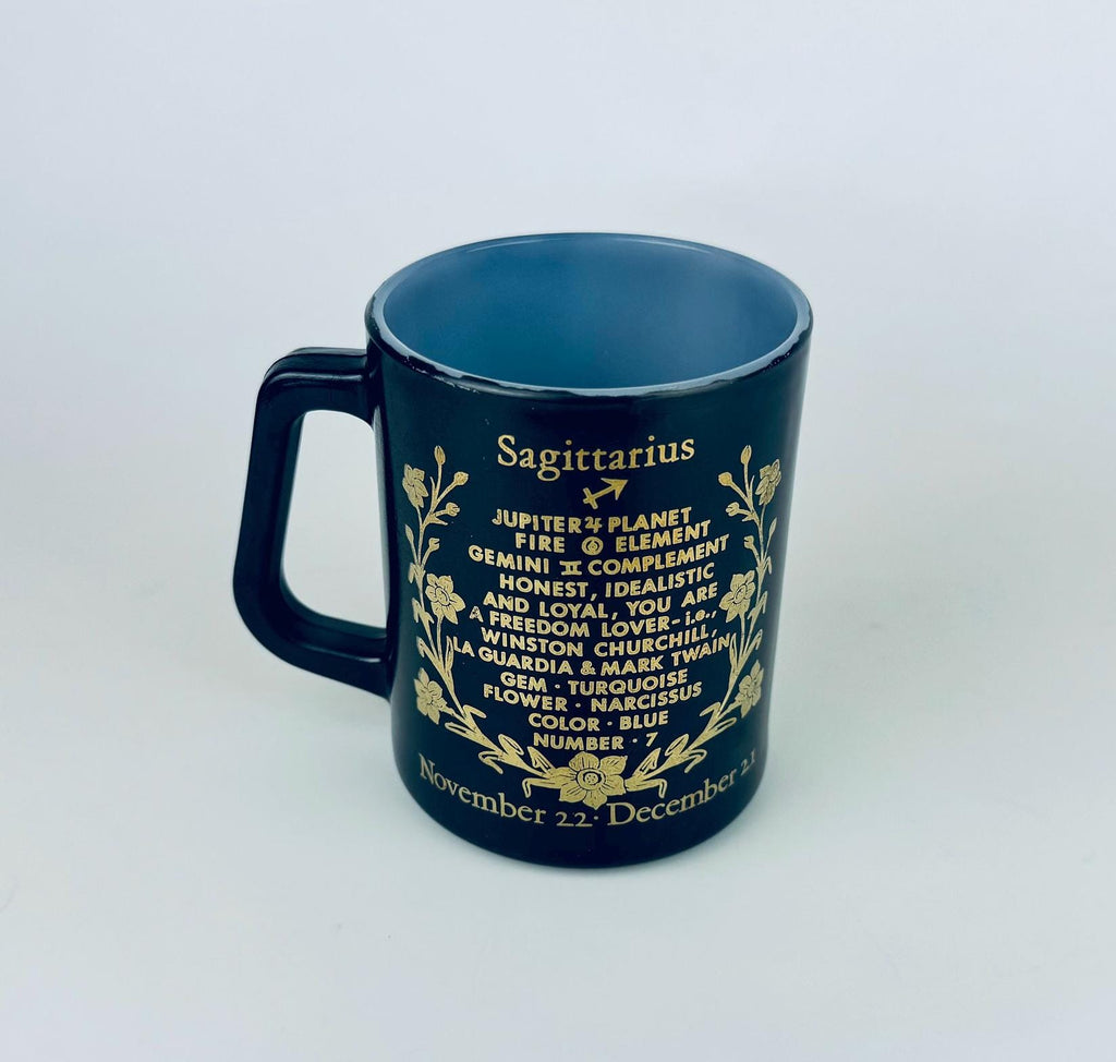 Product image for 'vintage sagittarius the archer zodiac black gold federal milk coffee glass mug astrological centaur gift' (view 760986)