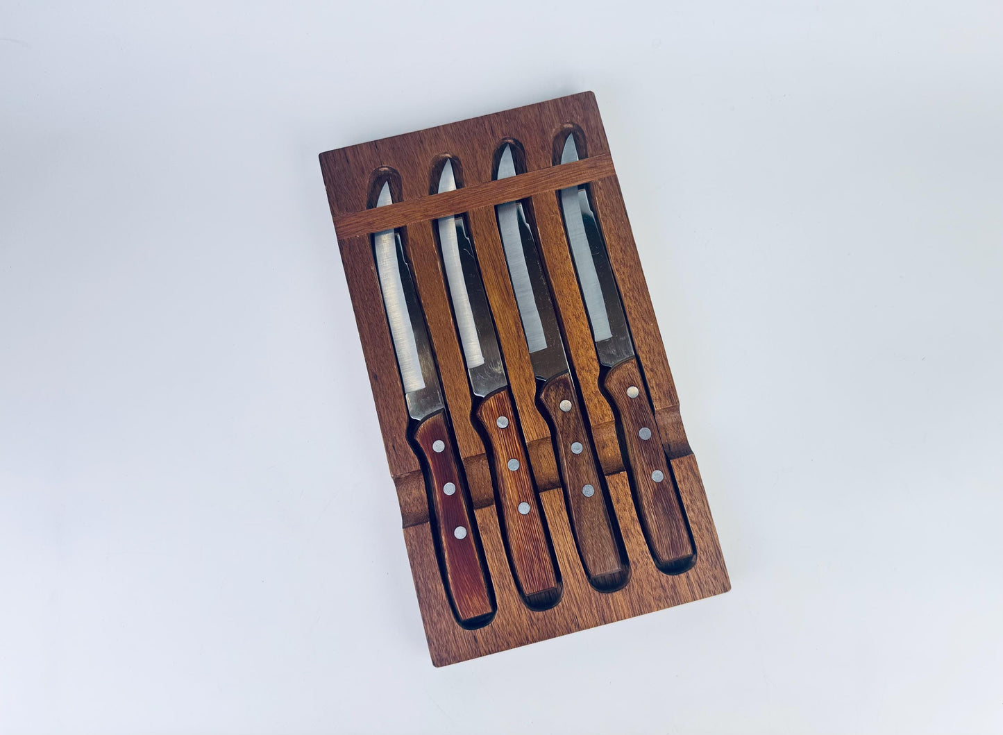 Product image for 'vintage japanese stainless steel wood knife set set of 4 wall mount block' (view e630eb)