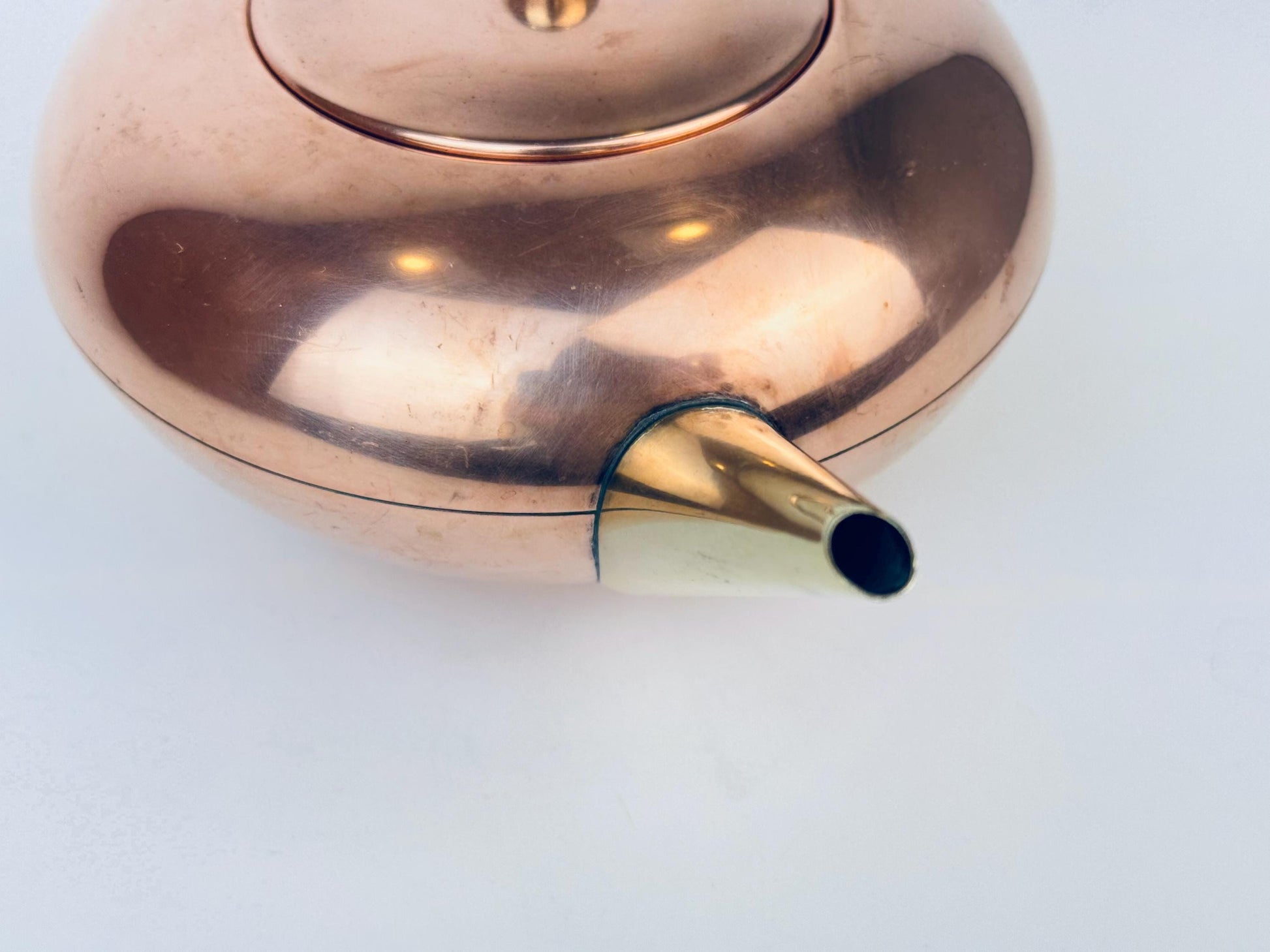 Product image for 'vintage copper brass teapot wicker wrapped handle' (view b9f50b)