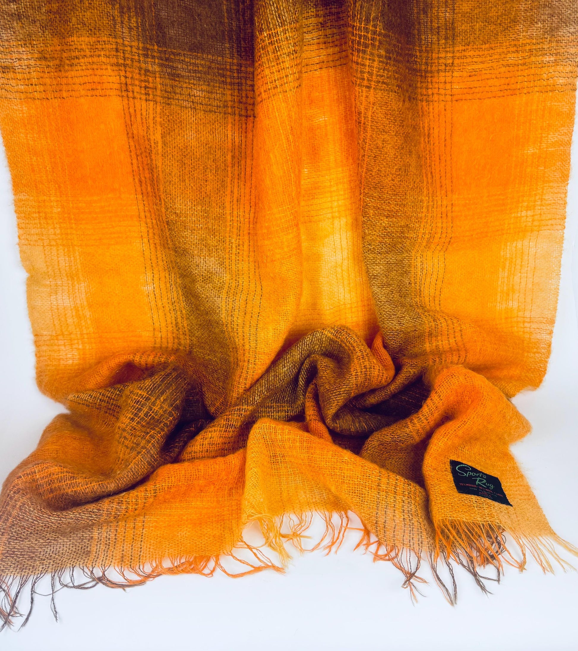 Product image for 'vintage sports rug mohair wool fringe blanket rug made in scotland for eatons' (view e14f34)