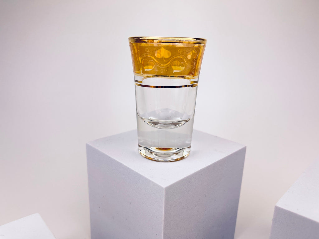Product image for 'vintage gold heart tapered shot glasses set of six 6' (view 2b9b64)
