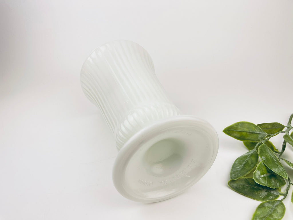 Product image for 'vintage eo brody m5000 milk glass vase pedestal striped design classic white accent' (view 7a37a2)