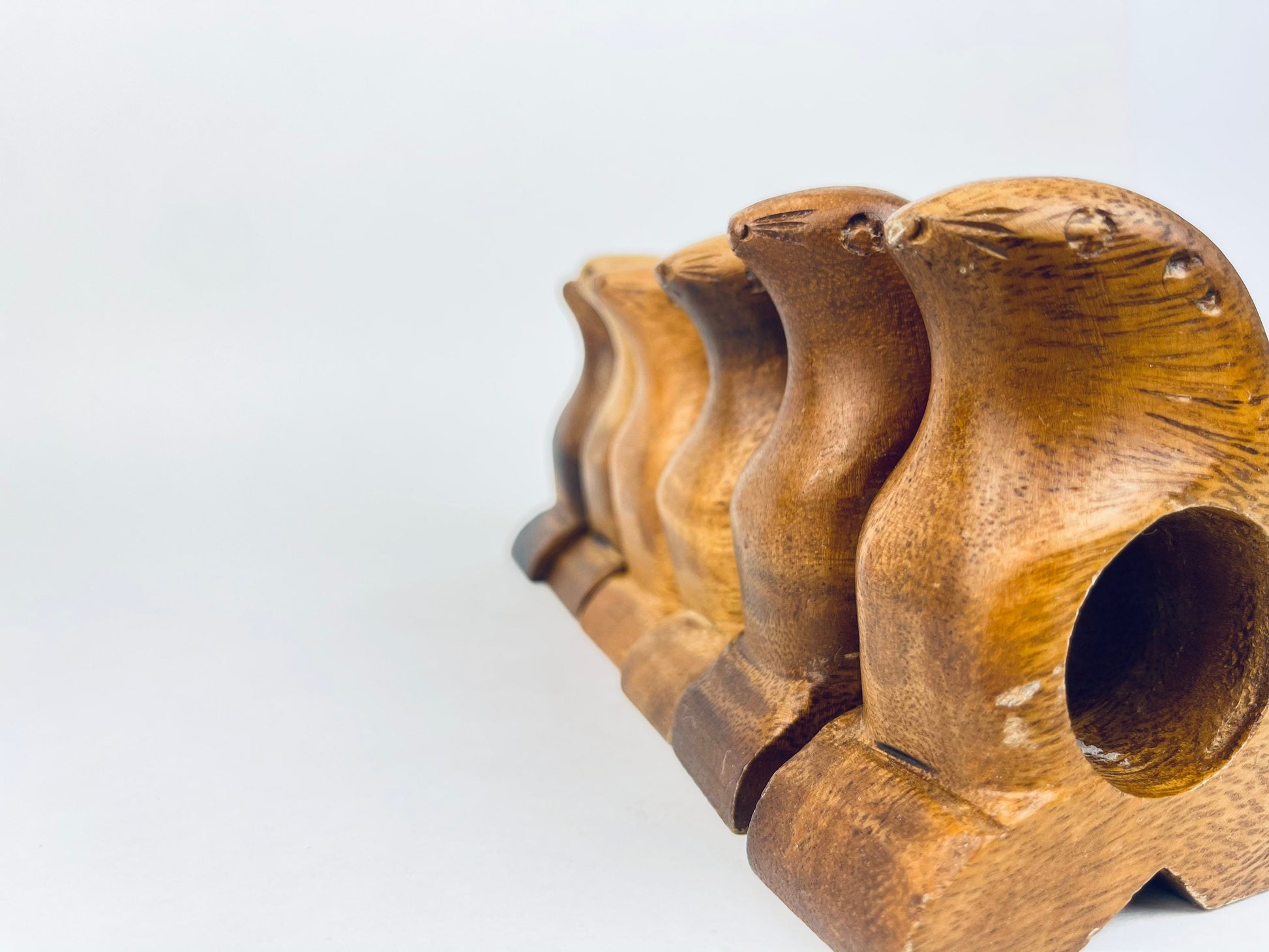 Product image for 'vintage hand carved wooden sea lion napkin ring holders set of five 5' (view f863d7)